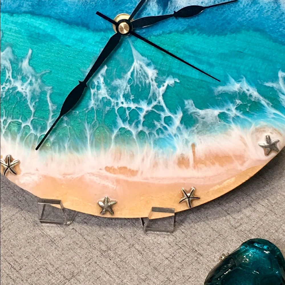 Resin 3D Beach Ocean Clock Wall Art Decor - Picture 7 of 8